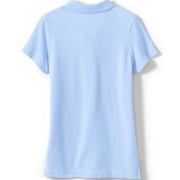 NWT LANDS' END GIRL'S SHORT SLEEVE FEMININE FIT MESH POLO SHIRT BLUE SMALL (7-8) - Picture 2 of 6